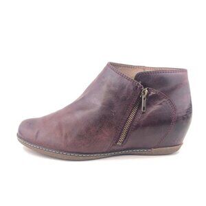 Dansko Leyla Wine Leather Wedge Booties EUR 39